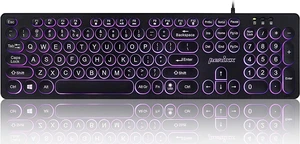 Perixx PERIBOARD-317R Wired Backlit USB Keyboard - Big Print Letter - Tri-Color Illuminated LED - Stylish Round Keycaps - US English Perixx PERIBOARD-317R Wired Backlit USB Keyboard - Big Print Letter - Tri-Color Illuminated LED - Stylish Round Keycaps - US English