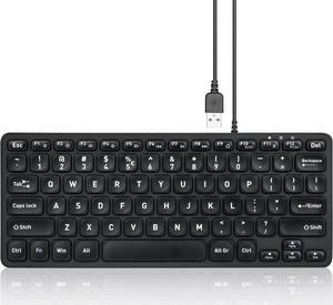 Perixx PERIBOARD-432 Wired Mini USB Keyboard - X Type Scissor Keys - Big Print Keys - US English