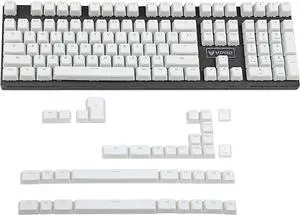 YMDK ANSI ISO PBT Doubleshot Shine Through Pudding Keycaps Suitable for MX Mechanical Keyboard Corsair Razer DK SF KBD75 68 Keychron (White Pudding Full Set)