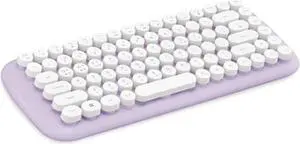 Retro Bluetooth Keyboard, Korean/English, Round Keycaps, Compatible with Tablets and Smartphones, Purple