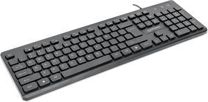 Manhattan USB Wired Computer Keyboard - with 4.5 ft USB-A Cable, 104 Quiet Membrane Keys, Full-Size, Spill-Resistant - Compatible with Windows, Linux, Laptop, Desktop, PC - 3 Yr Mfg Warranty - 180689