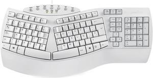 Perixx PERIBOARD-512W ES USB Teclado Ergonomico - 19.09x9.29x1.97 Inches - Blanco - QWERTY Espa?ol, White