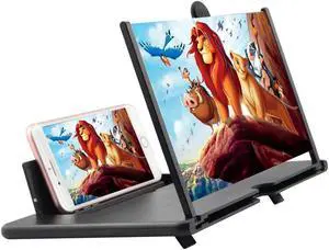 iKKEGOL 12" Screen Magnifier, 3D HD Mobile Phone Enlarger Magnifying Amplifier Projector for Movies Videos and Gaming, Foldable Phone Stand Support All Smartphones