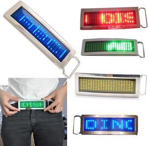 iKKEGOL Programmable Blue DIY Text Name Flash LED Chrome Scrolling Belt Buckle Disc Christmas Xmas Party Gift (Blue)