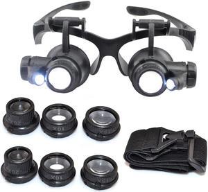 iKKEGOL 10X 15X 20X 25X LED Double Eye Jeweler Watch Repair Magnifying Glasses Loupe Magnifier 9892G