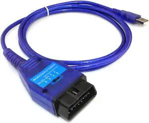 iKKEGOL KKL VAG 409 USB + Flat ECU Scan ODB2 ODB II Car Auto Diagnostic Interface Cable Tool with Switch Blue