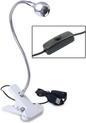 iKKEGOL USB Clip on LED Table Desk Reading Lamp Light for Laptop Keyboard Study Ajustable White - 30343W
