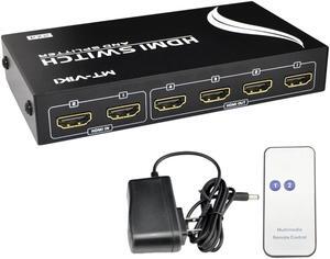 iKKEGOL 4 Port Output 4x 2 Input HDMI Splitter Switch Box 1080P Blue Ray HDTV DVD HUB Remote Control with Power Supply