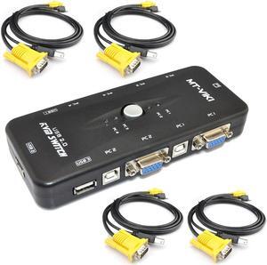 4 Port KVM VGA SVGA KVM Swith Box + Cables for PC sharing monitor Mouse Keyboard