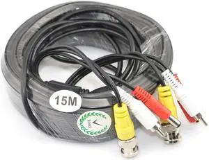 iKKEGOL 49ft 15M Video Audio 12V Power DVR Security CCTV Camera RCA BNC Cable Cord Lead