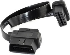 iKKEGOL 60cm OBD2 II 16 Pin Flat Thin Noodle Male to Female Extension T Splitter Cable