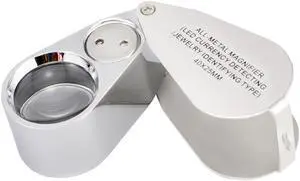 iKKEGOL 40X 25mm All Metal Magnifier Jeweler LED UV Lens Jewelery Loupe Magnifier (LED Currency Detecting/Jewelry Identifying Type)