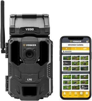 Vosker V200 | Outdoor Security Camera | Built-in Solar Panel | Cellular LTE, Wireless, Weatherproof, No Wi-Fi Required | Motion Activated HD Surveillance Cameras | Mobile Phone Push Notifications
