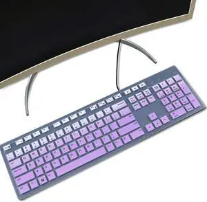 Keyboard Cover for Dell KM636 Wireless Keyboard & Dell KB216 Wired/Dell Optiplex 5250 3050 3240 5460 7450 7050/Dell Inspiron AIO 3475/3670/3477 All-in one Desktop Keyboard Skin Ombre Purple