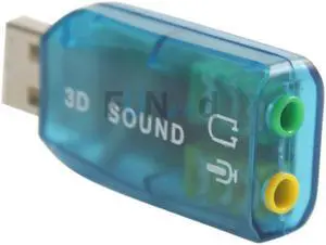 Blue USB 2.0 to Mic/Speaker 5.1 audio Sound Card Adapter 5V  Plug & Play