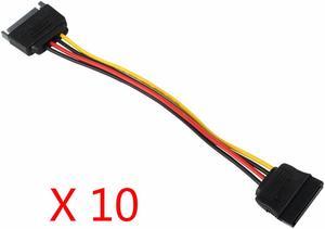 New 10 Pieces 15 Pin SATA Power Extension Cable - 8" LOT 10