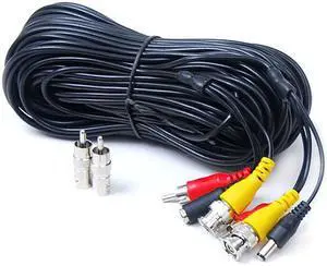 VideoSecu 50ft BNC RCA Wire CCTV Video Audio Power Cable for Security Camera DVR with Free BNC RCA Connector b3v