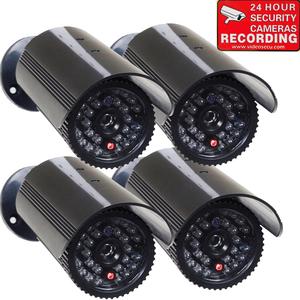 VideoSecu 4 Packs of Fake Surveillance Camera Dummy Infrared IR LED Light CCTV Home Security Bullet Camera with Blinking Flashing Light Indoor BFG
