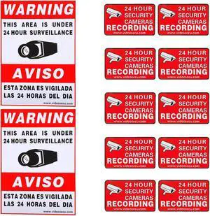 VideoSecu Warning Sign 2 Large Decals 10 Small Stickers for CCTV Security Camera Surveillance DVR System CKK