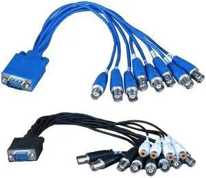 VideoSecu 1 Pair of VGA 15 Pin Male to 8 BNC Female Connection Cable Plug for DVR Card CCTV Surveillance 1JX