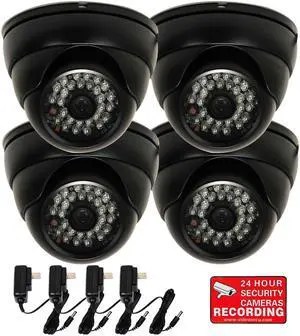 VideoSecu 4 Pack Outdoor Indoor Weatherproof Security Camera IR Day Night Vision 28 LEDs Built-in 1/3" SONY Effio CCD 600TVL 3.6mm Wide Angle Lens with 4 Power Supply WQ9