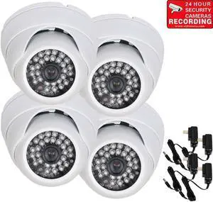 VideoSecu 4 Pack Outdoor Weatherproof Infrared Security Camera 600TVL IR Day Night Vision Built-in 1/3" Sony Effio CCD Wide Angle View Vandal Proof with 4 Power Supply for CCTV Surveillance System WQY
