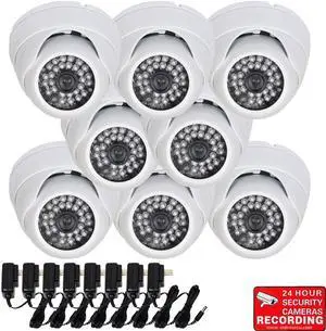 VideoSecu 8x Wide Angle View Security Camera Indoor Outdoor Weatherproof Infrared 600TVL IR Night Vision Built-in 1/3" Sony Effio CCD Vandal Proof with 8 Power Supply for CCTV Surveillance System WTG