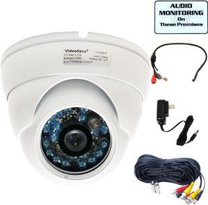 VideoSecu IR Night Vision Weatherproof Indoor Outdoor Security Camera Builit-in 1/3 inch SONY CCD 600 TV Lines High Resolution 3.6 mm Wide Angle Lens with Power, Cable and Audio Microphone A68
