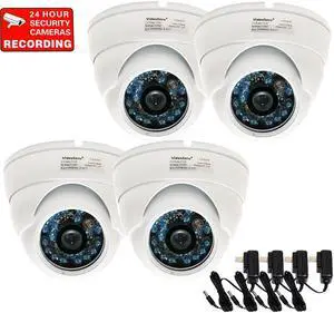 VideoSecu 4 Pack Weatherproof Indoor Outdoor Infrared Security Camera IR Day Night Vision Builit-in 1/3" SONY CCD 600TVL 3.6 mm Wide Angle Lens with 4 Power Supply for CCTV Surveillance DVR System A57