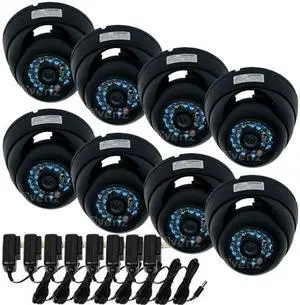VideoSecu 8 Pack Bulit-in 1/3 inch SONY CCD IR Outdoor Indoor Weatherproof Security Camera Infrared Day Night Vandal Proof 600 TV Lines High Resolution 3.6mm Wide Angle Lens with 8 Power Supply AR8
