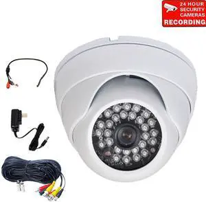 VideoSecu CCTV Dome IR Day Night Vision Security Camera Outdoor Weatherproof Built-in 1/3" Sony Effio CCD 700TVL Vandal Proof 3.6mm Wide View Angle with Power Supply, Cable and Audio Microphone BB9