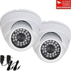 VideoSecu 2 Pack IR Day Night Vision Dome Outdoor Indoor Security Camera 3.6mm Wide View Angle Built-in 1/3" Sony Effio CCD 700TVL High Resolution for DVR Surveillance System with 2 Power Supply B6S