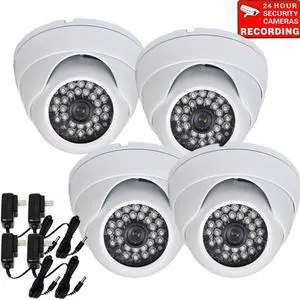 VideoSecu 4 Pack IR Day Night Vision Weatherproof Outdoor Vandal Proof Security Camera Built-in 1/3" Sony Effio CCD 700TVL 3.6mm Wide View Angle for DVR Surveillance System with 4 Power Supply A76