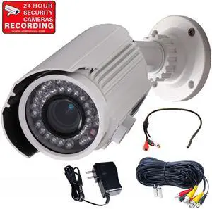 VideoSecu IR Day Night Vision Outdoor Weatherproof Security Camera Built-in 1/3" Sony CCD Effio 700TVL 4 - 9mm Varifocal 42 LEDs with Power Supply, Cable and Audio Microphone for CCTV Surveillance A82