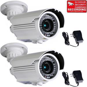VideoSecu 2 IR Day Night Vision Outdoor Weatherproof Indoor Security Camera Built-in 1/3 inch Sony CCD Effio 700TVL 4 - 9mm Varifocal 42 LEDs with 2 Power Supply for CCTV Surveillance CMM