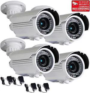 VideoSecu 4 Pack Outdoor Weatherproof Indoor Security Camera Built-in 1/3 inch Sony CCD Effio IR Day Night Vision 700TVL 42 LEDs 4 - 9mm Varifocal with 4 Power Supply for CCTV Surveillance CMN