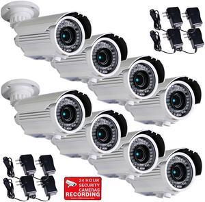 VideoSecu 8 Pack Outdoor Weatherproof Indoor Security Camera IR Day Night Vision Built-in 1/3 inch Sony CCD Effio 700TVL 4 - 9mm Varifocal 42 LEDs with 8 Power Supply for CCTV Surveillance CMP