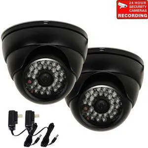 VideoSecu 2 Pack Outdoor Indoor Weatherproof Vandal Proof 480TVL IR Day Night Vision Built-in 1/3'' Sony CCD Security Camera 3.6mm Wide Angle with 2 Power Supply for CCTV Surveillance DVR System byr