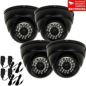 VideoSecu 4 Pack Outdoor Indoor Weatherproof Vandal Proof Built-in 1/3'' Sony CCD IR Day Night Vision Security Camera 480TVL 3.6mm Wide Angle with 4 Power Supply for CCTV Surveillance DVR System byt