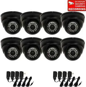 VideoSecu 8 Outdoor Weatherproof Vandal Proof Wide Angle Security Camera IR Day Night Built-in 1/3" SONY Effio CCD 28 Infrared LEDs 700TVL with 8 Power Supply for CCTV Home Surveillance DVR System b6d