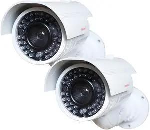 VideoSecu 2 Pack CCTV Dummy Fake Infrared LEDs Flashing Light Surveillance Security Camera with Free Decal C5B