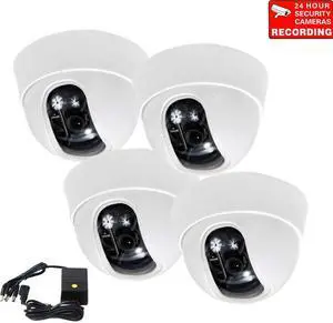 VideoSecu 4 Pack Security Camera Dome Built-in 1/3" Sony Effio CCD 600 TVL High Resolution 3.6mm Wide Angle Lens with 4CH Power Supply for CCTV DVR Home Surveillance System AN5