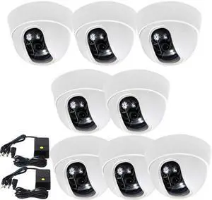 VideoSecu 8 Pack Dome Security Camera Built-in 1/3" Sony Effio CCD 600 TVL High Resolution 3.6mm Wide Angle View Lens with 2x 4CH Power Supply for CCTV DVR Home Surveillance System AN6