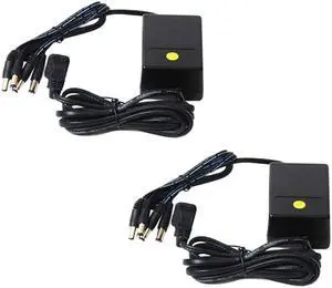 VideoSecu CCTV Surveillance 2 Pack 4 Channel 12V DC 2000mA Power Adapter AC 100V-240V to DC 12V for Security Camera A93