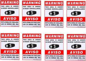 VideoSecu 8 Security Camera Video Warning Sticker Sign Decal 11.5x8.3" for Home CCTV DVR Video Surveillance Camera System cp3