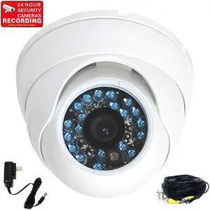 VideoSecu Outdoor Indoor Vandal-proof Infrared Day Night Vision Surveillance IR Security Camera Built-in 1/3 inch CCD 3.6mm Wide Angle View with Power Supply and Cable 1FH