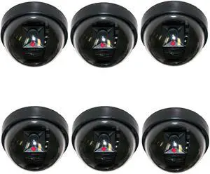 VideoSecu 6 Pack Dummy Dome Security Camera for CCTV Home Surveillance Fake with Flashing LED Light Simulated BKM