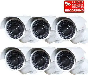 VideoSecu 6 Pack Fake Dummy Flashing Blinking Light Infrared LEDs CCTV Security Camera for Home Surveillance with Free Decal WS5