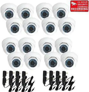 VideoSecu 16 Pack Weatherproof Outdoor CCTV Surveillance Infrared Day Night Vision 3.6mm Wide Angle Lens Security Cameras Vandal-proof Build-in 1/3 inch CCD 480TVL with 4 Power Supply B4Z