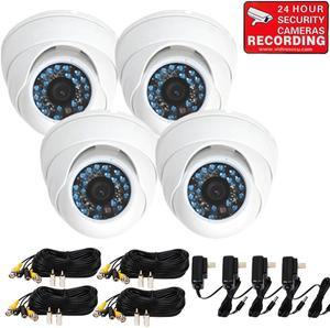 VideoSecu 4 Pack Build-in 1/3 inch CCD Infrared Day Night Vision 3.6mm Wide Angle Lens Security Cameras 480TVL Weatherproof Outdoor Vandal-proof with 4 Power Supply and 4 Extension Cable CRP